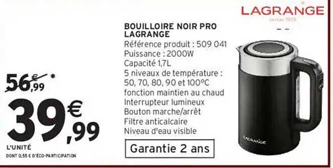 BOUILLOIRE NOIR PRO LAGRANGE