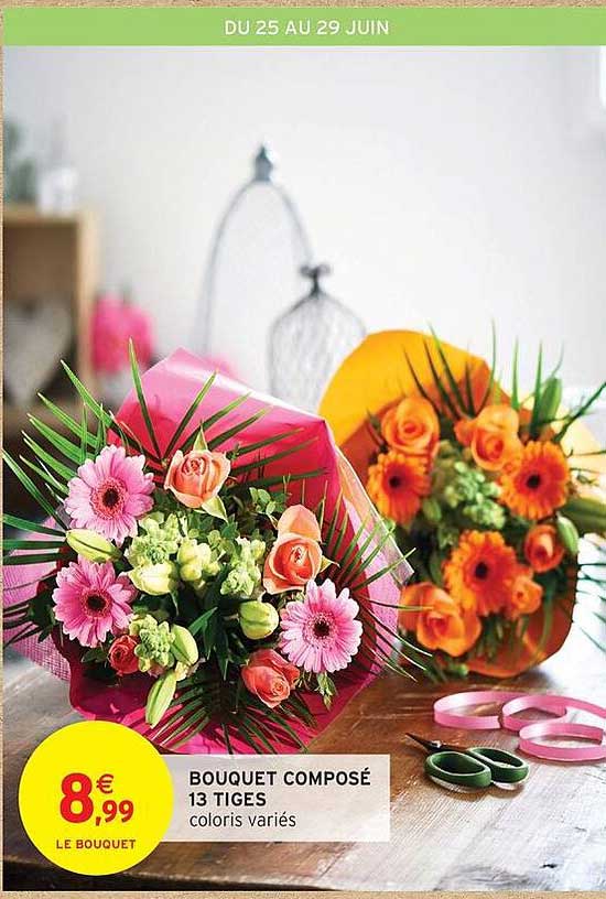 Bouquet composé 13 tiges coloris variés