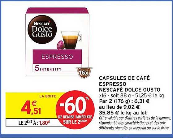 CAPSULES DE CAFÉ ESPRESSO NESCAFÉ DOLCE GUSTO