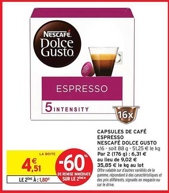 CAPSULES DE CAFÉ ESPRESSO NESCAFÉ DOLCE GUSTO