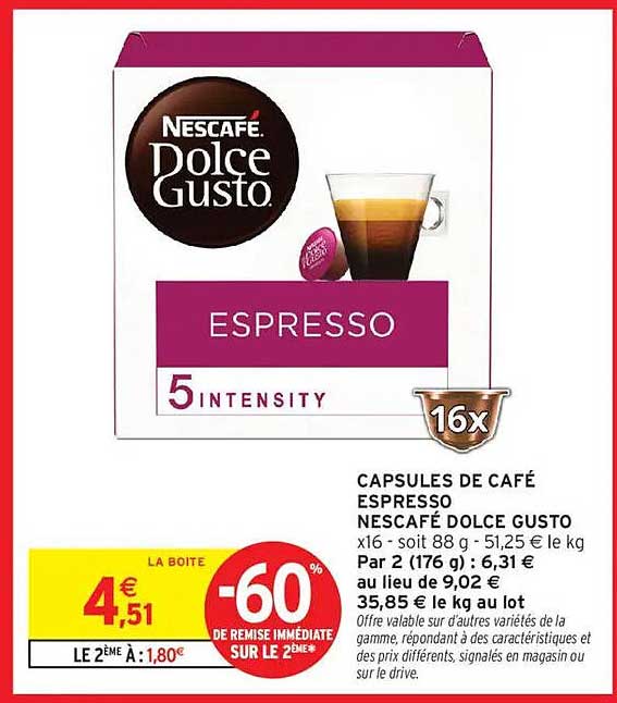 CAPSULES DE CAFÉ ESPRESSO NESCAFÉ DOLCE GUSTO