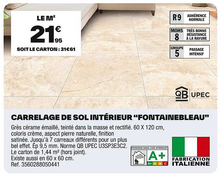 CARRELAGE DE SOL INTÉRIEUR “FONTAINEBLEAU”