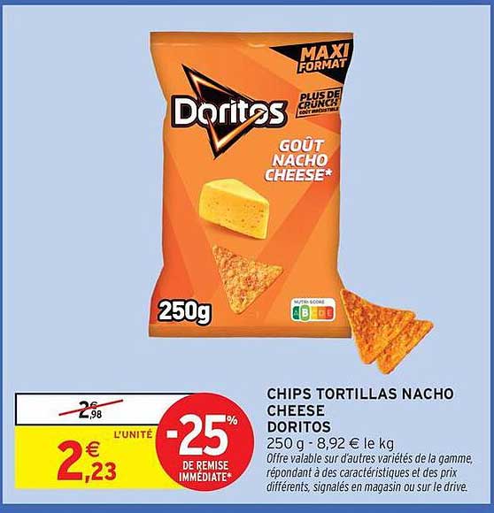 CHIPS TORTILLAS NACHO CHEESE DORITOS