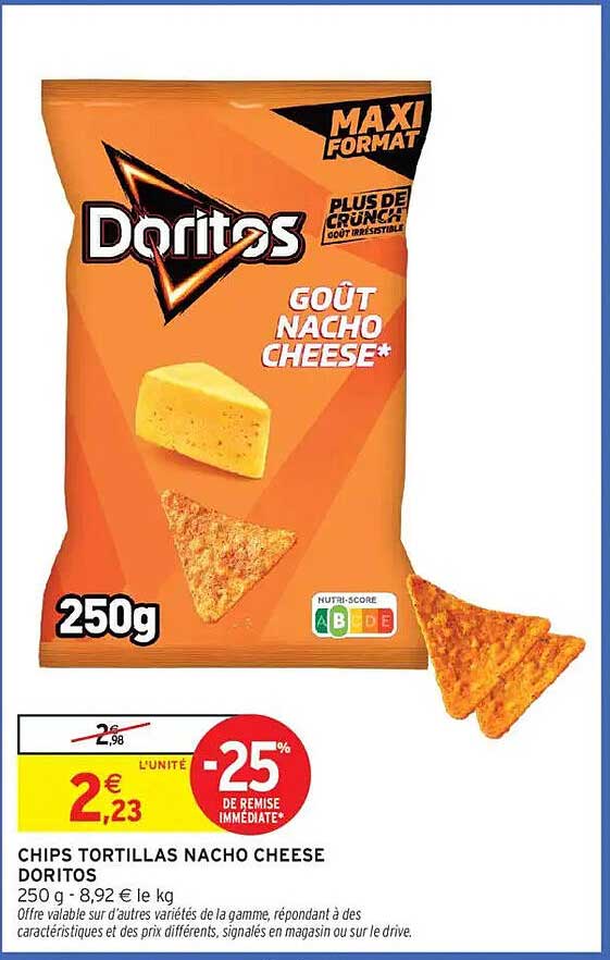 CHIPS TORTILLAS NACHO CHEESE DORITOS