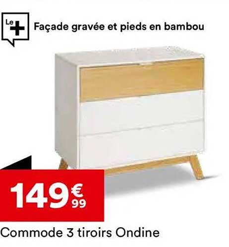 Commode 3 tiroirs Ondine