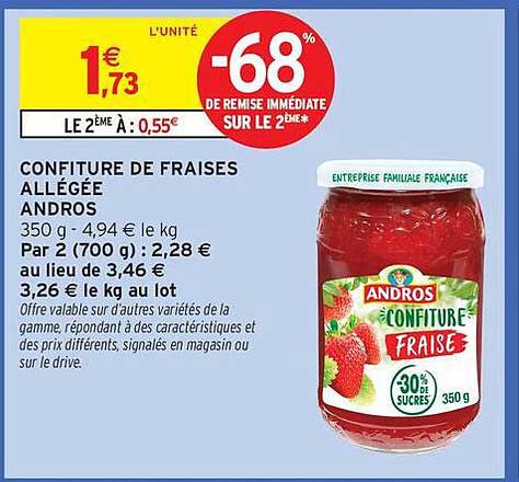 CONFITURE DE FRAISES ALLÉGÉE ANDROS