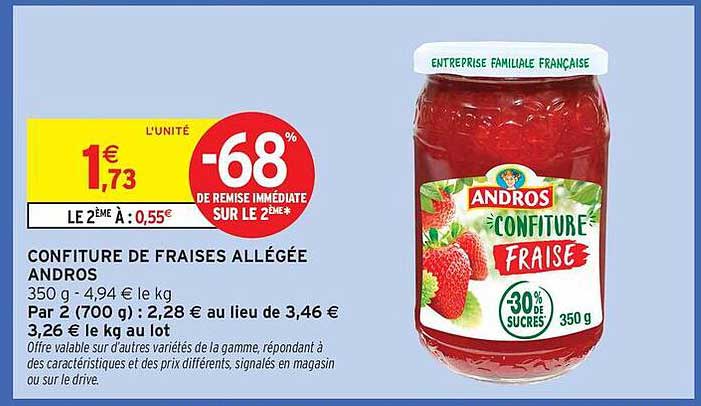 CONFITURE DE FRAISES ALLÉGÉE ANDROS