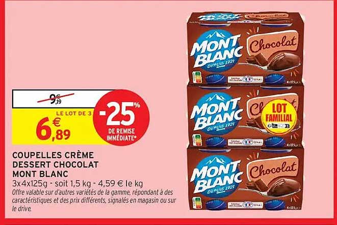 COUPELLES CRÈME DESSERT CHOCOLAT MONT BLANC