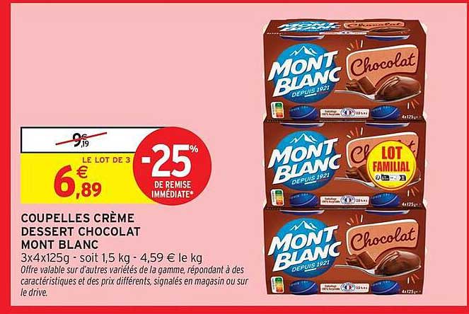 COUPELLES CRÈME DESSERT CHOCOLAT MONT BLANC