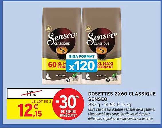 DOSSETTES 2X60 CLASSIQUE SENSEO