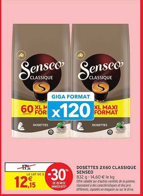 DOSSETTES 2X60 CLASSIQUE SENSEO