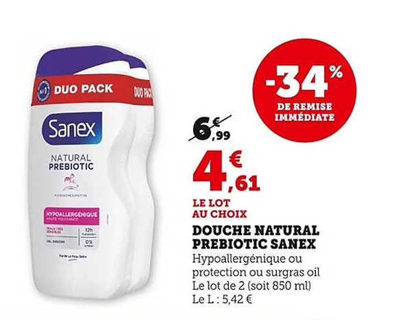 DOUCHE NATURAL PREBIOTIC SANEX