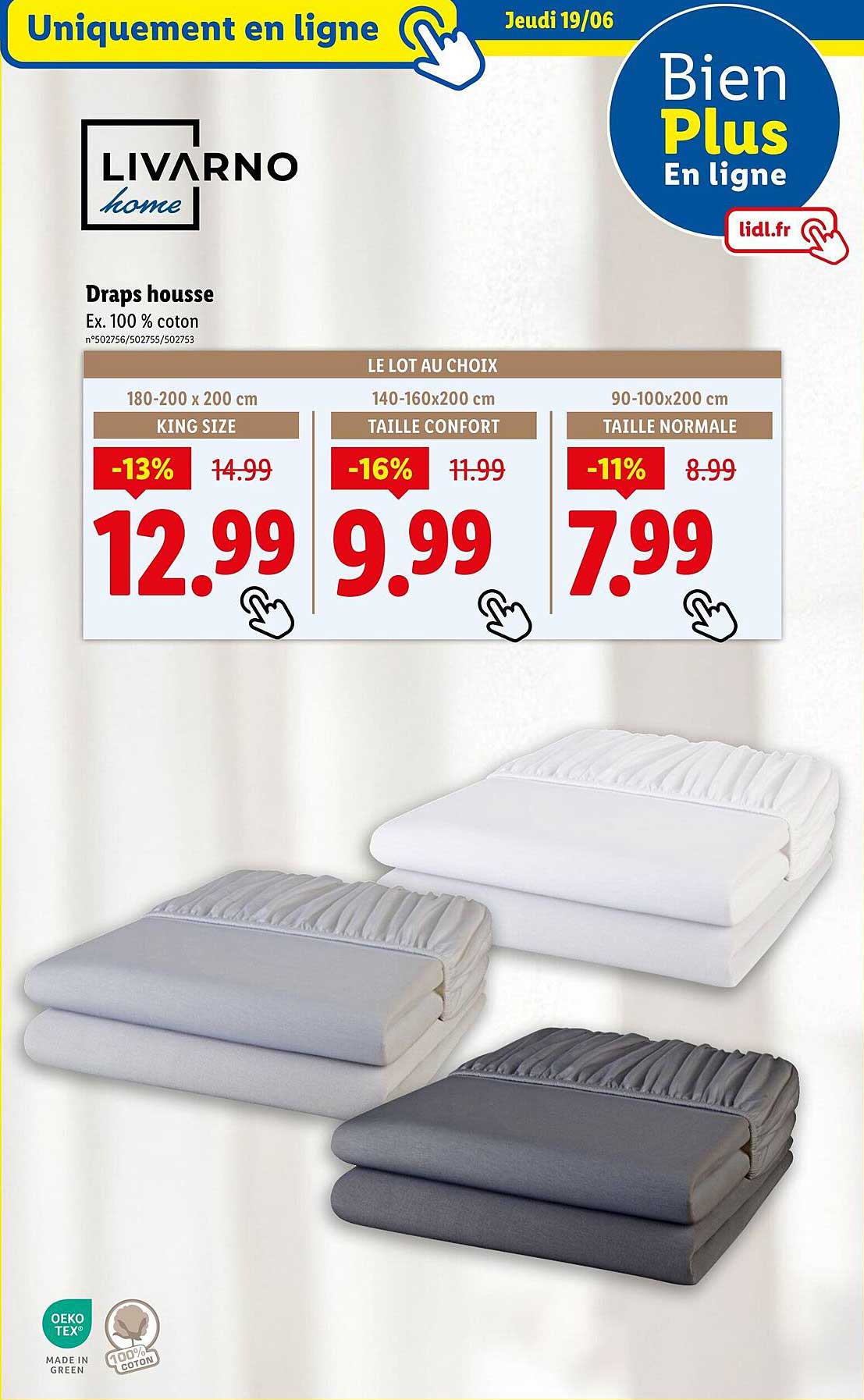Draps housse Ex. 100 % coton