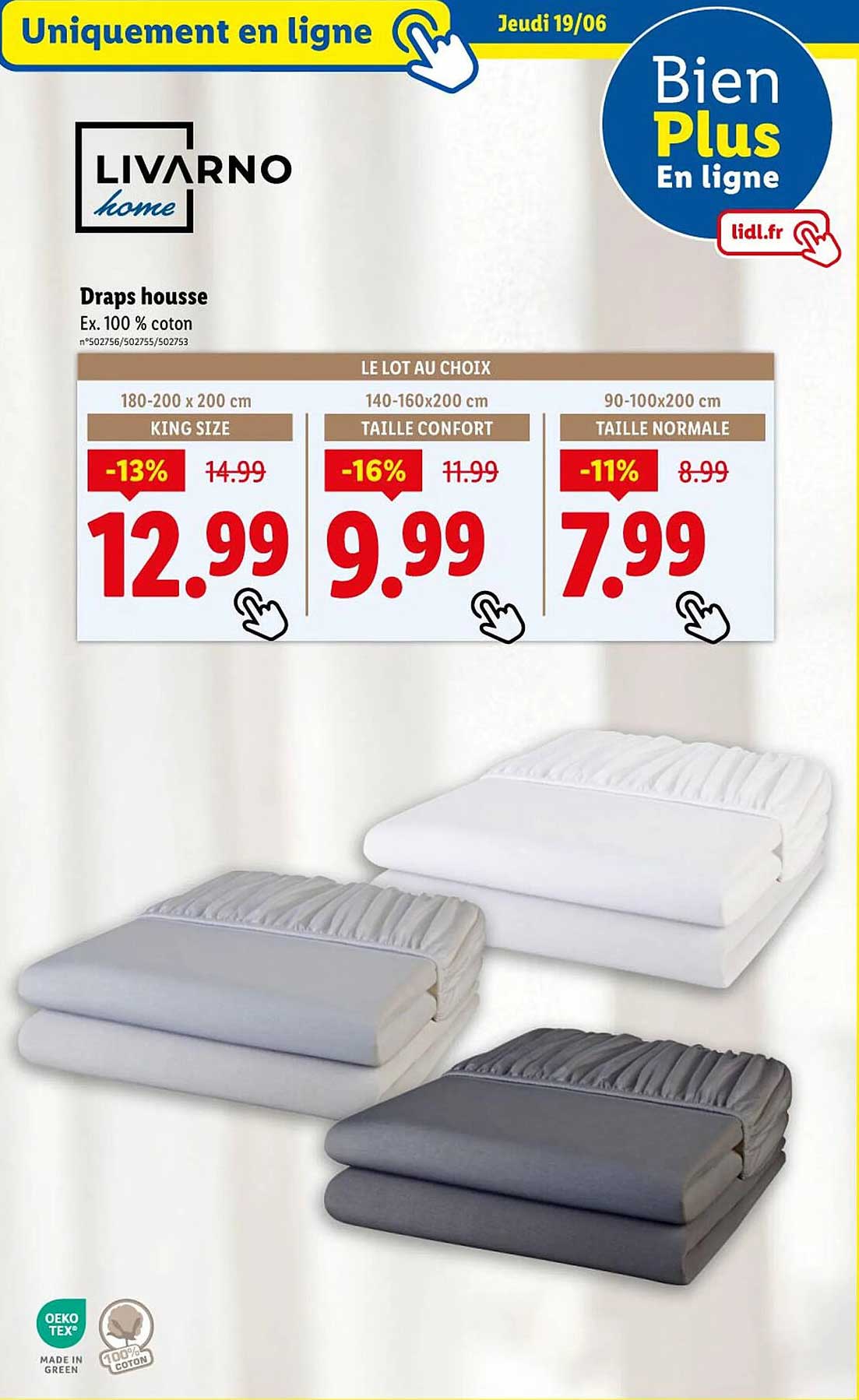 Draps housse - Ex. 100 % coton