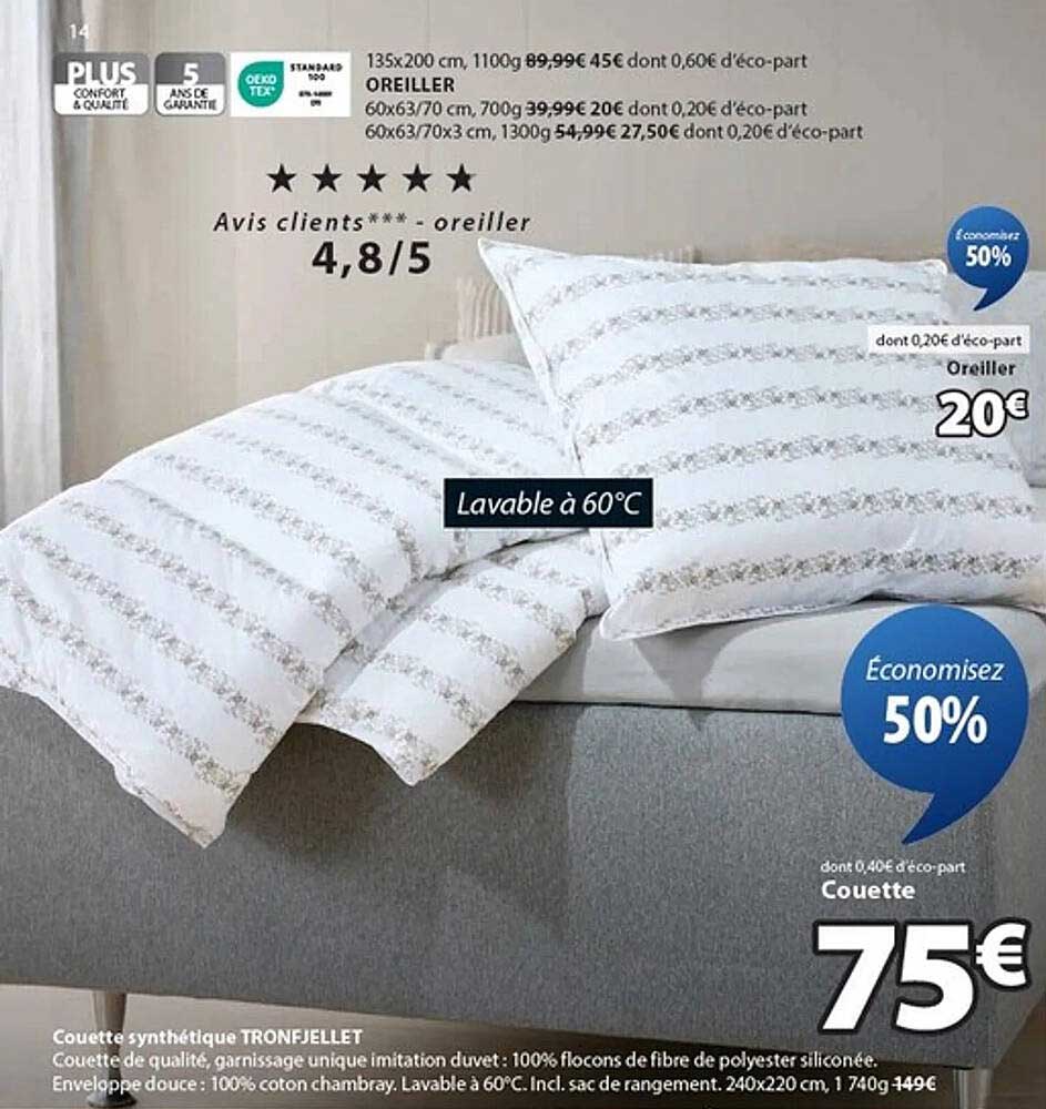 Économisez 50% sur la Couette et les Oreillers JYSK