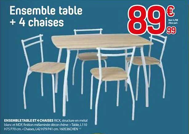 Ensemble table + 4 chaises