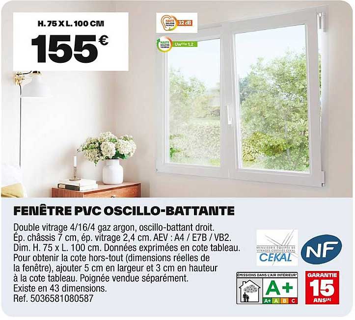 FENÊTRE PVC OSCILLO-BATTANTE