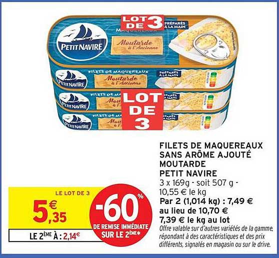 FILETS DE MAQUEREAUX SANS AROME AJOUTÉ MOUTARDE