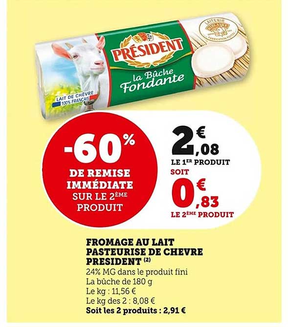 FROMAGE AU LAIT PASTEURISÉ DE CHÈVRE PRÉSIDENT