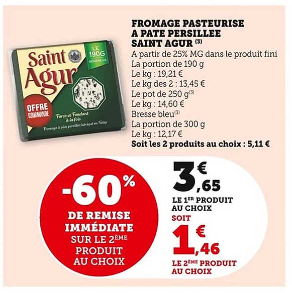 FROMAGE PASTEURISÉ À PÂTE PERSILLÉE SAINT AGUR