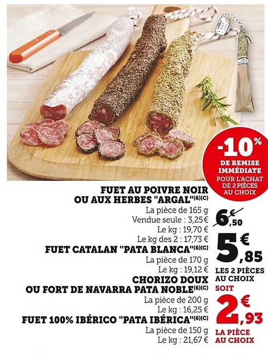 Fuet au poivre noir ou aux herbes "Argal"