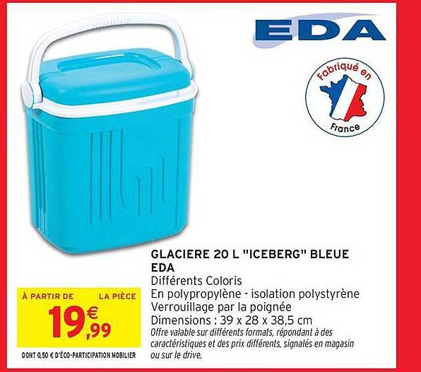 GLACIERE 20 L "ICEBERG" BLEUE EDA