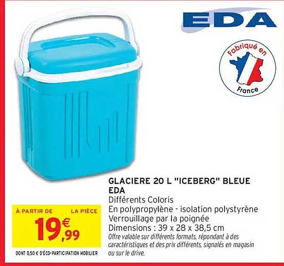 GLACIERE 20 L "ICEBERG" BLEUE EDA