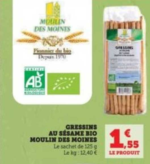 Gressins au sésame bio Moulin des Moines