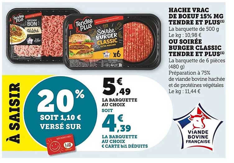 HACHE Vrac de Boeuf 15% MG Tendre et Plus