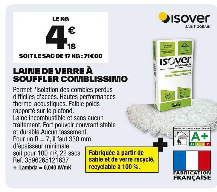 LAINE DE VERRE À SOUFFLER COMBLISSIMO