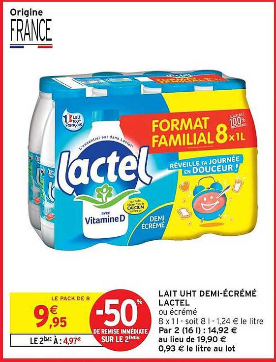 LAIT UHT DEMI-ÉCRÉMÉ LACTEL