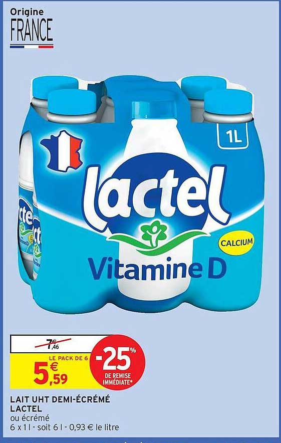 LAIT UHT DEMI-ÉCRÉMÉ LACTEL