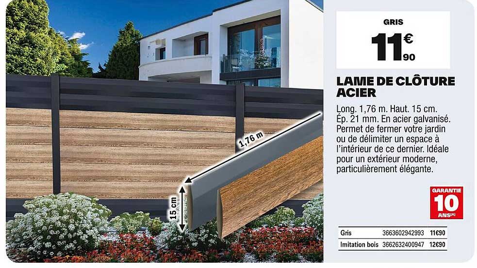 LAME DE CLÔTURE ACIER