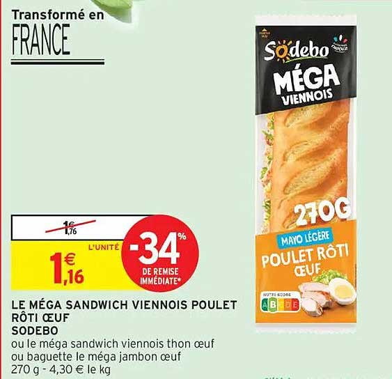 LE MÉGA SANDWICH VIENNOIS POULET RÔTI ŒUF