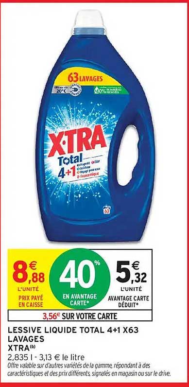 LESSIVE LIQUIDE TOTAL 4+1 X63 LAVAGES XTRA