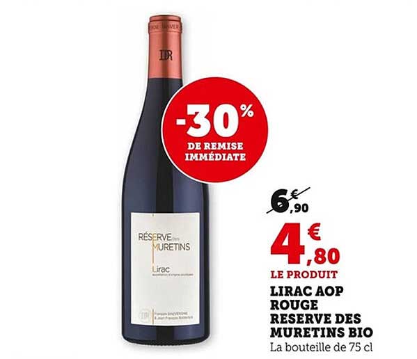 LIRAC AOP ROUGE RESERVE DES MURETINS BIO