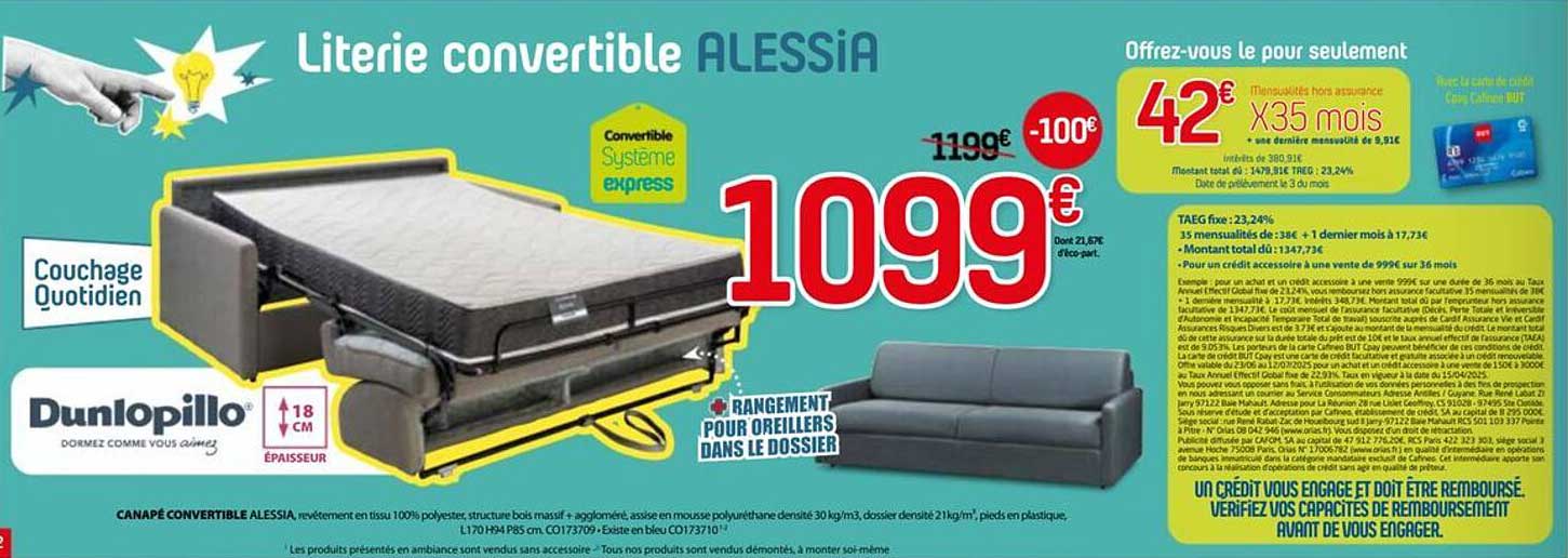 Literie convertible ALESSIA