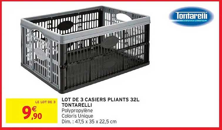LOT DE 3 CASIERS PLAINTS 32L TONTARELLI