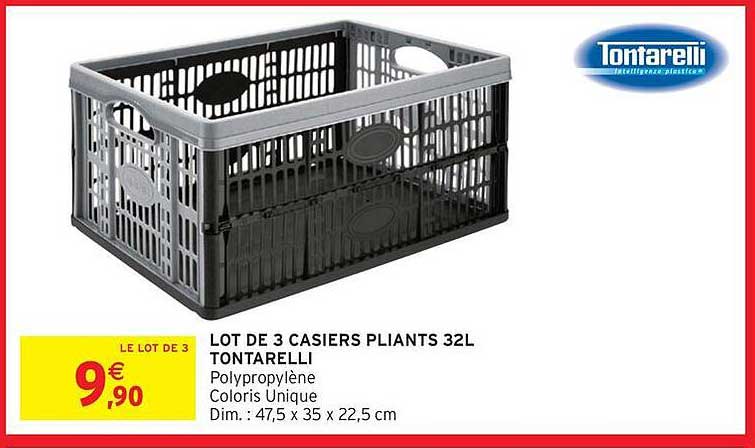 LOT DE 3 CASIERS PLAINTS 32L TONTARELLI