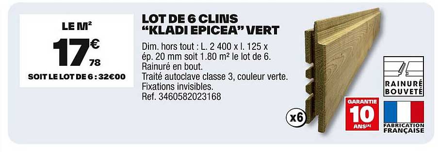 LOT DE 6 CLINS "KLADI EPICEA" VERT