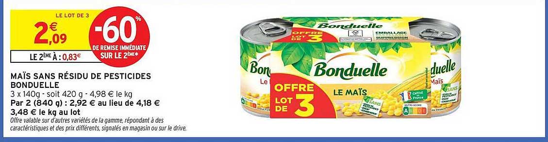 MAÏS SANS RÉSIDU DE PESTICIDES BONDUELLE