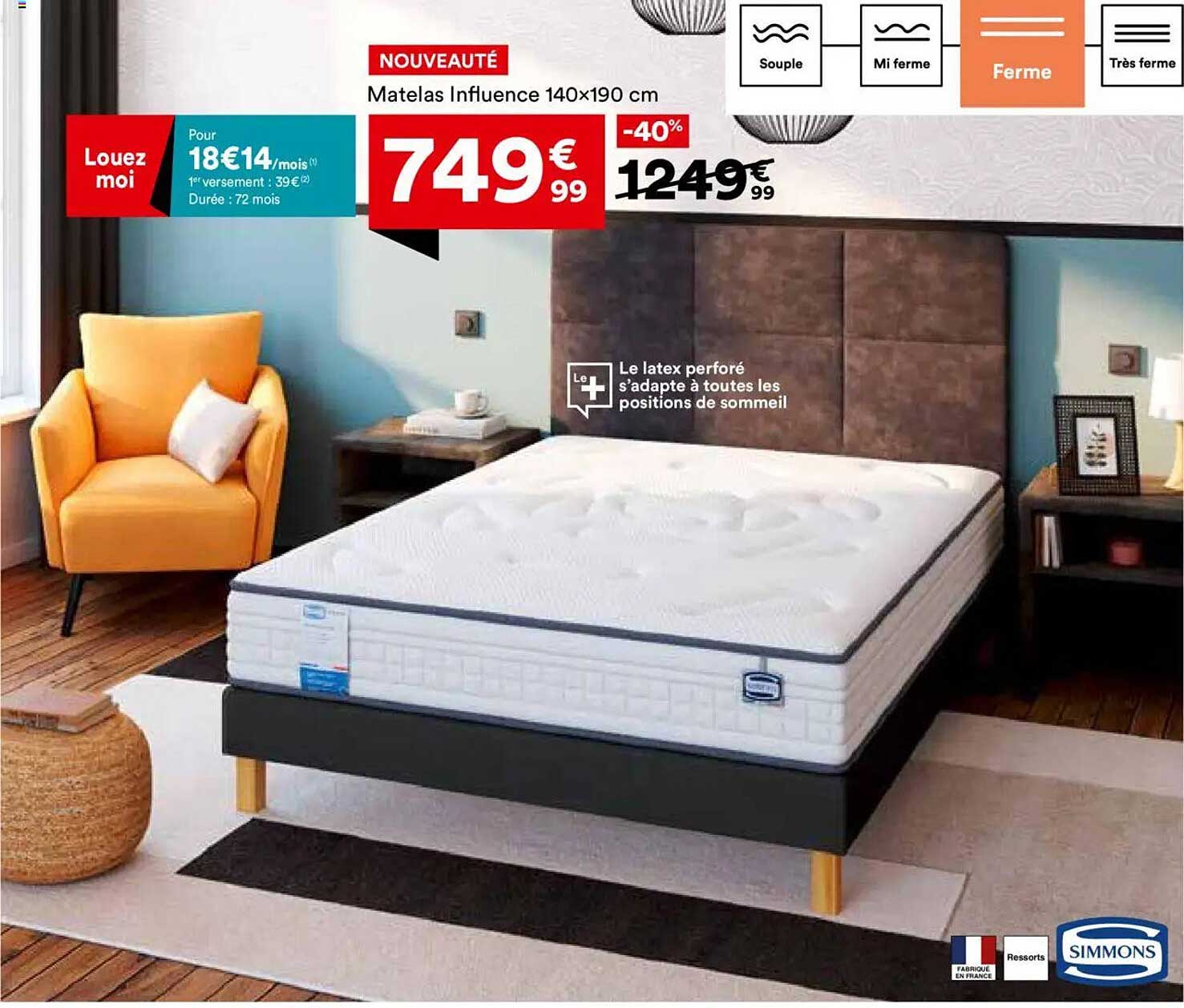 Matelas Influence 140x190 cm