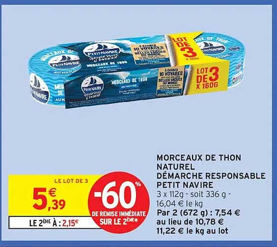 Morceaux de thon naturel démarche responsable Petit Navire