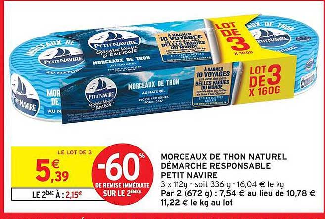 MORCEAUX DE THON NATUREL DÉMARCHE RESPONSABLE PETIT NAVIRE