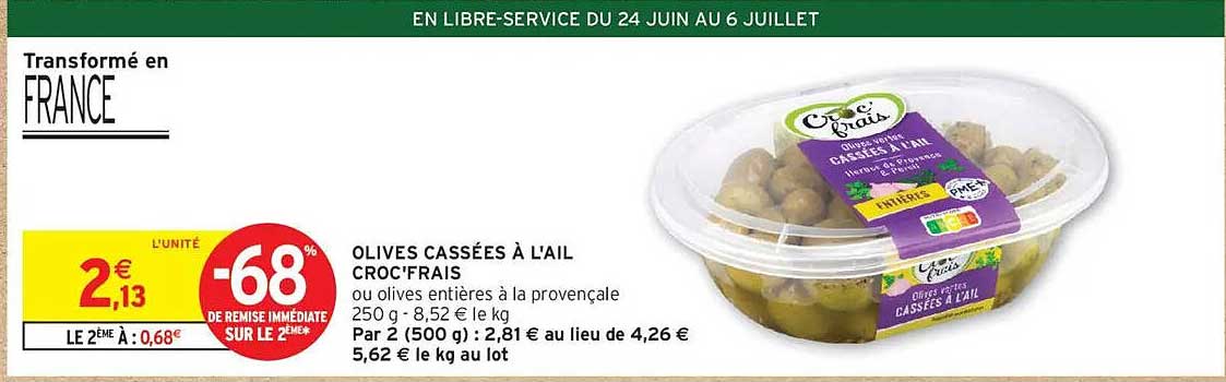 OLIVES CASSÉES À L'AIL CROC'FRAIS