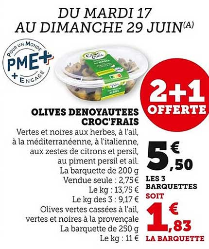OLIVES DENOMMEES CROC'FRAIS