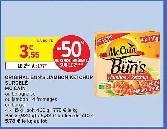 ORIGINAL BUN'S JAMBON KETCHUP SURGELÉ