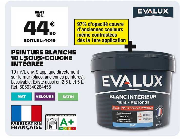 PEINTURE BLANCHE 10 L SOUS-COUCHE INTÉGRÉE