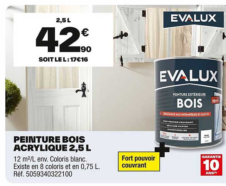 PEINTURE BOIS ACRYLIQUE 2,5 L