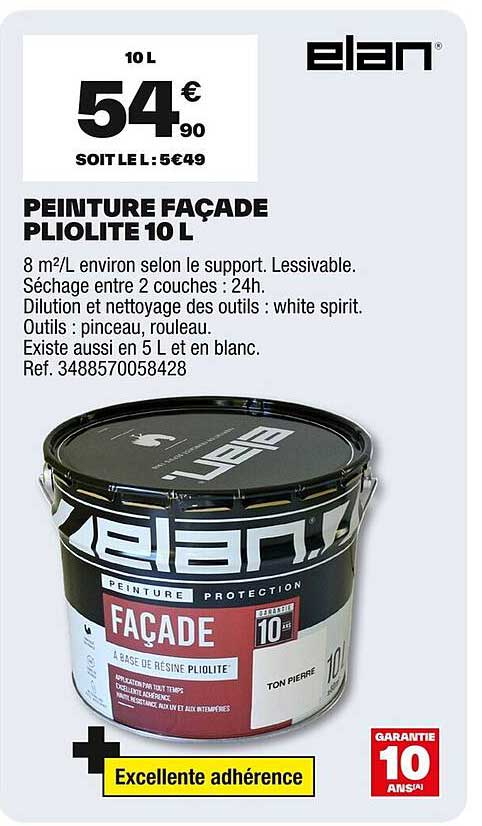 PEINTURE FAÇADE PLIOLITE 10 L